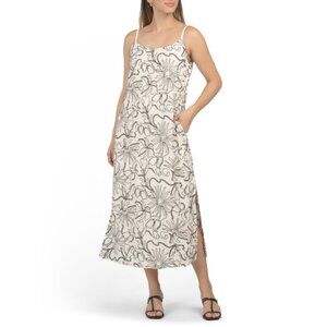 C&C CALIFORNIA White/black Linen Blend Princess Maxi Dress